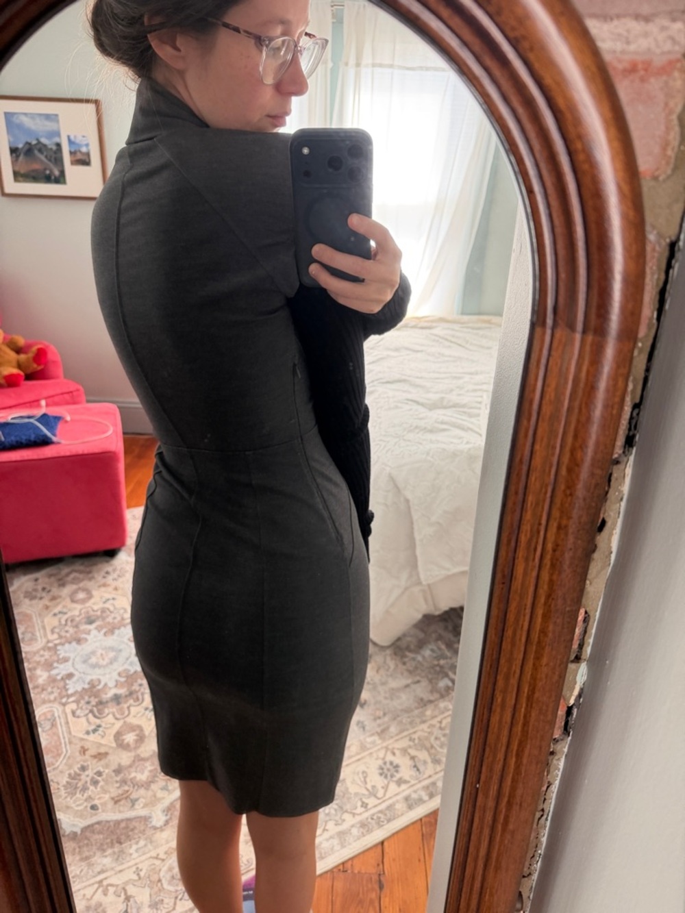 Gucci Gray Dress with Black Long Sleeves - Picture 8 of 10